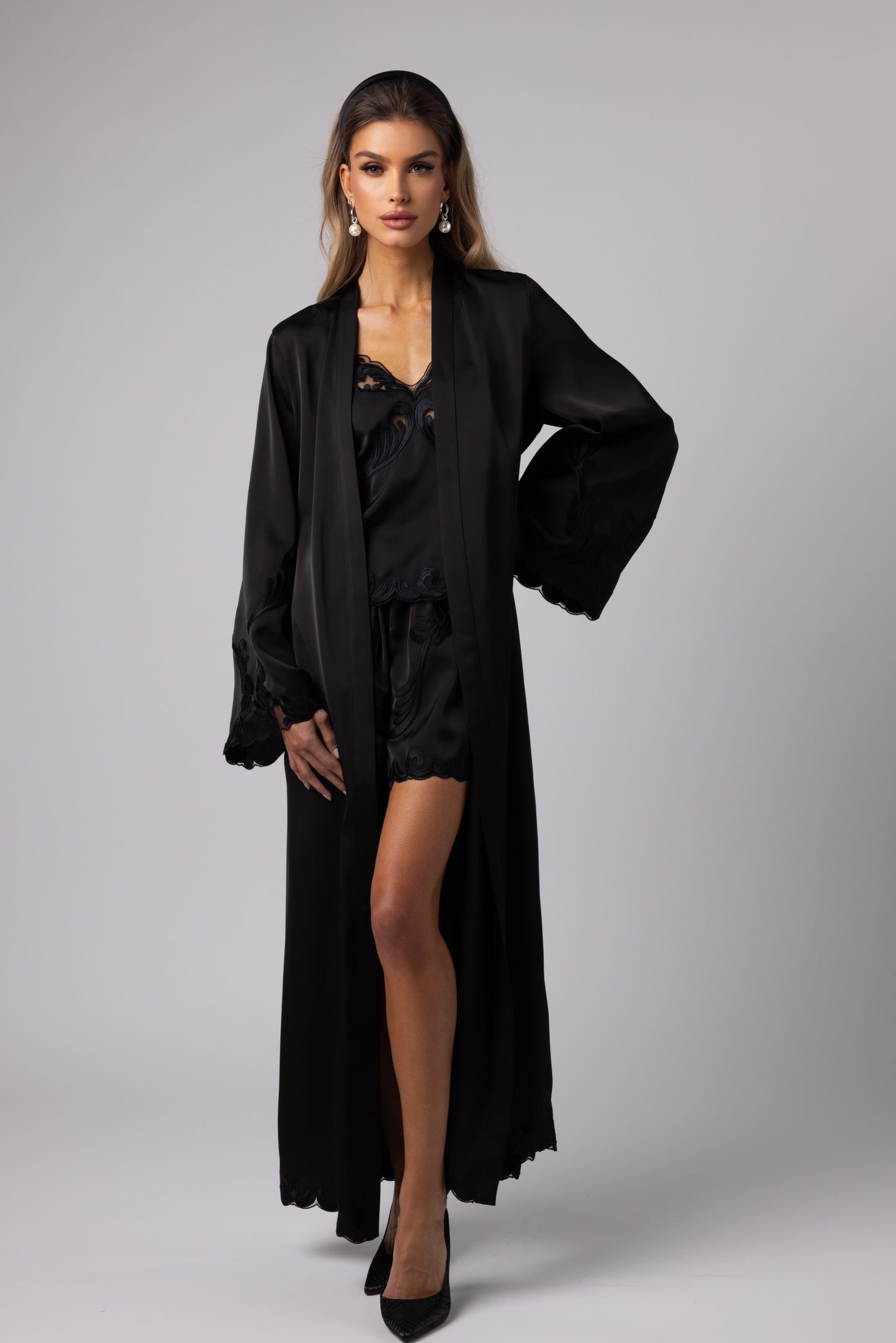 LORA - LONG KIMONO BLACK